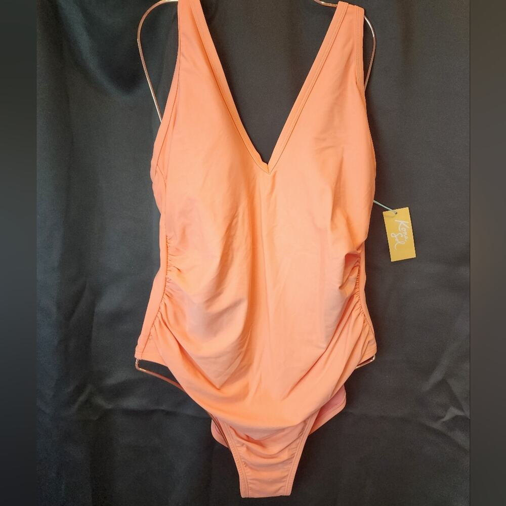 New Kona Sol Peach Swimsuit‎ One Piece Tank Stretch Women's Gifts Plus Size 14W
